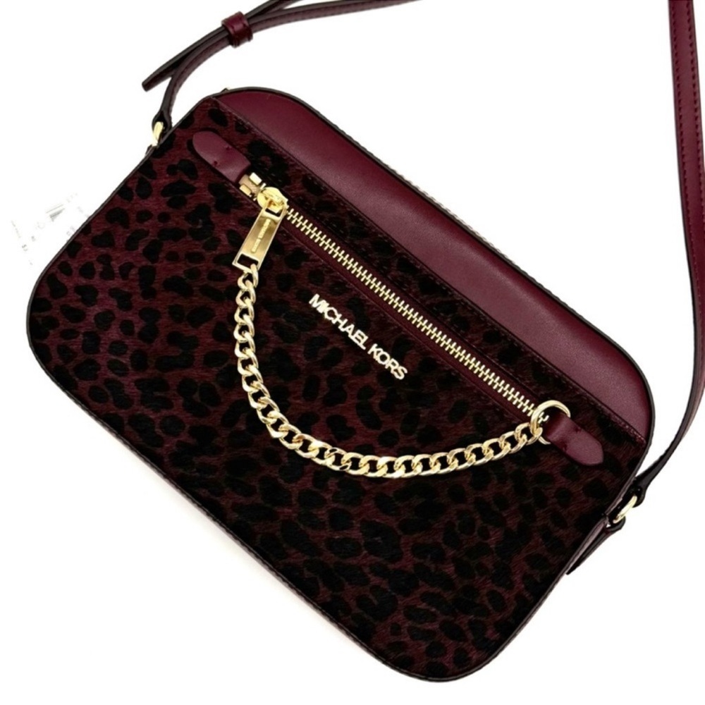 Michael Kors Large Jet Set Item EW Chain Xbody Crossbody Bag Ox Blood Multi - Picture 6 of 12